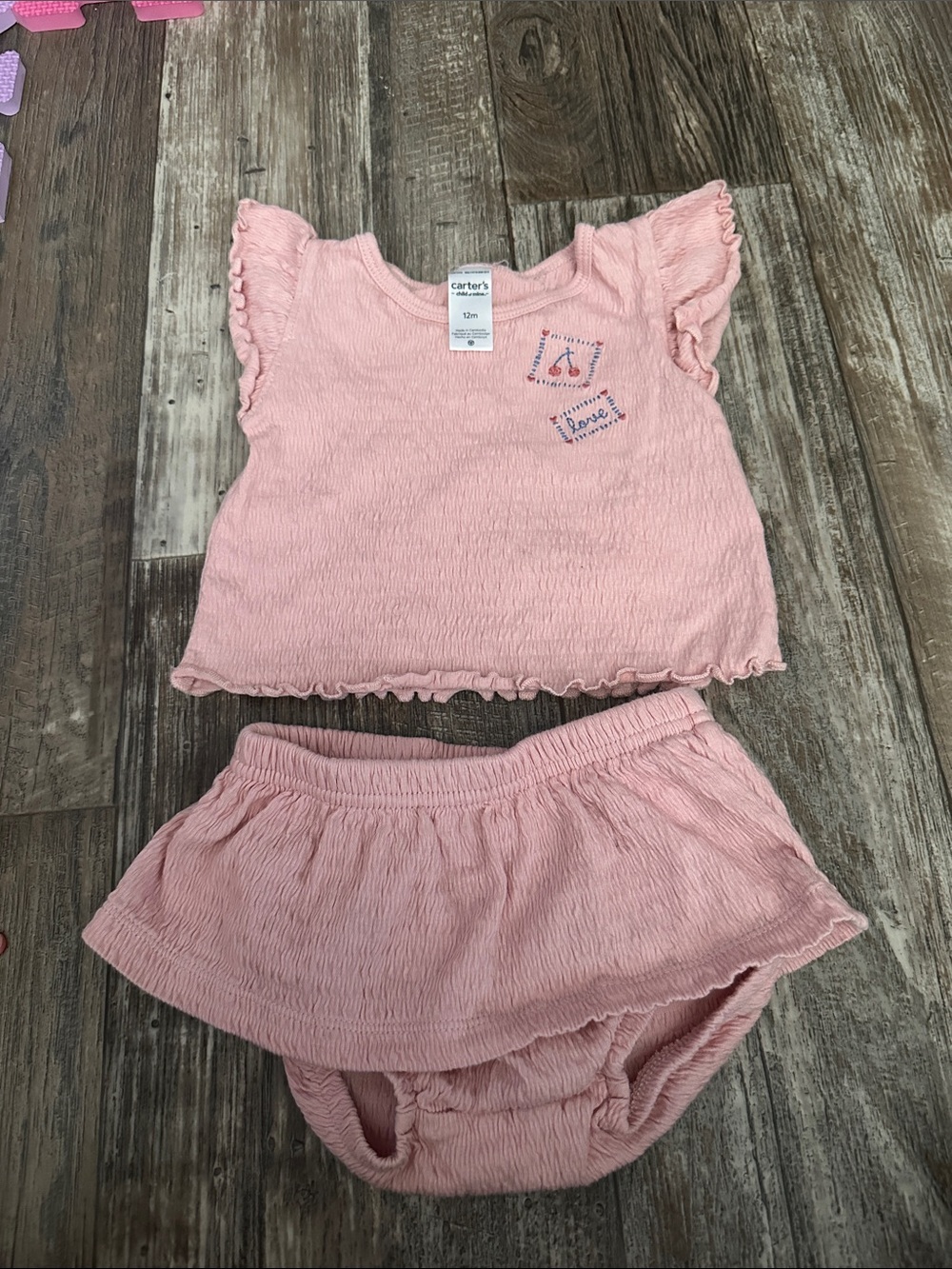 Carter's Light Pink Two-Piece Infant Pajama Set with Ruffle Details